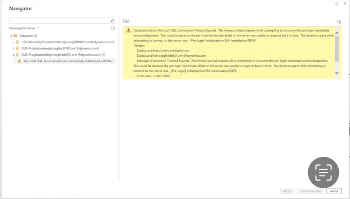 Need Help: Error Connecting Power BI to Dataverse Table