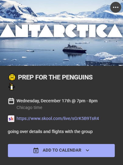 Prep call to coordinate flights, hotels!