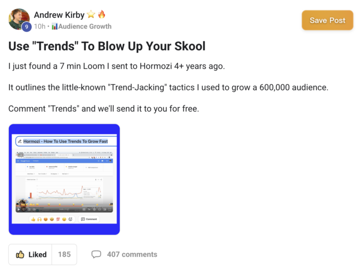 Kirby 4 年多前傳給 Hormozi的「趨勢劫持 (Trend-Jacking)」策略