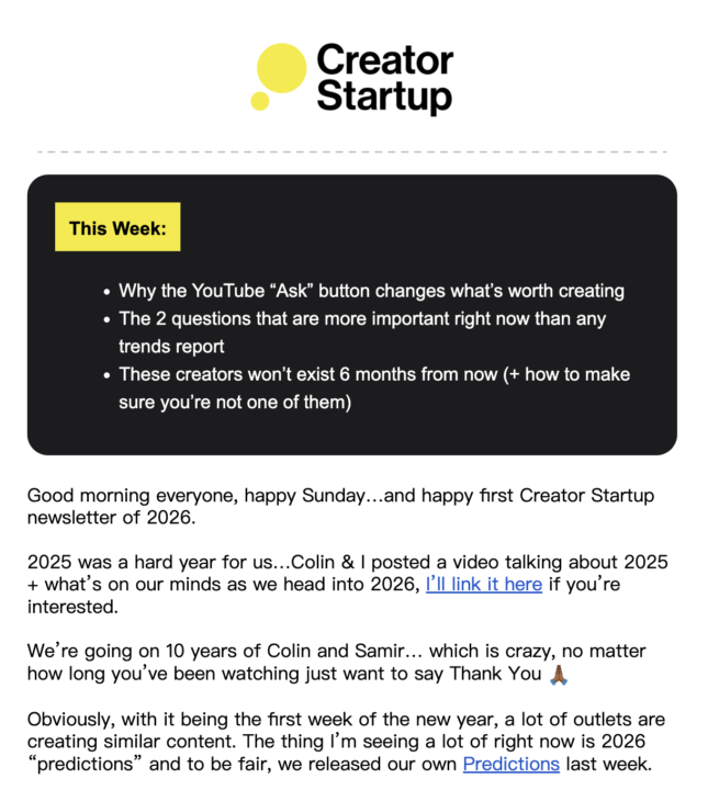 Creator Startup的2026 YouTube預測