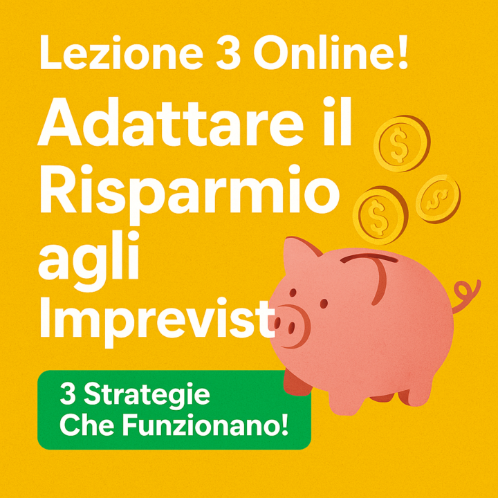 Nuova Lezione Online!  🎯 Come Adattare il Risparmio agli Imprevisti: 3 Strategie che funzionano!