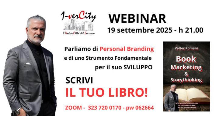 Stasera Webinar - Sviluppa il tuo Personal Brand. Scrivi un libro