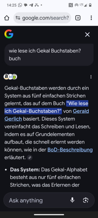 Wer hat's schon gegoogelt? 🔎 (wie lese ich Gekal Buchstaben? buch)