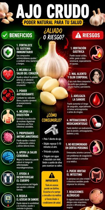 Beneficios y Riesgos del ajo crudo