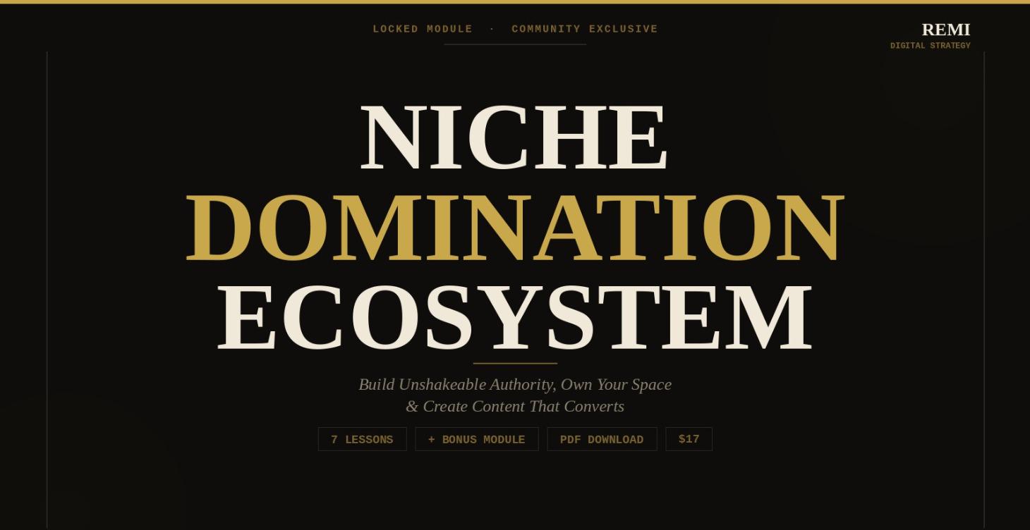 NICHE DOMINATION ECOSYSTEM