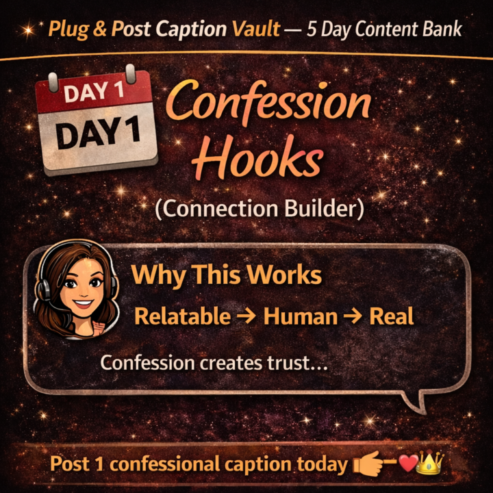 ✨ Plug & Post Caption Vault — 5 Day Content Bank