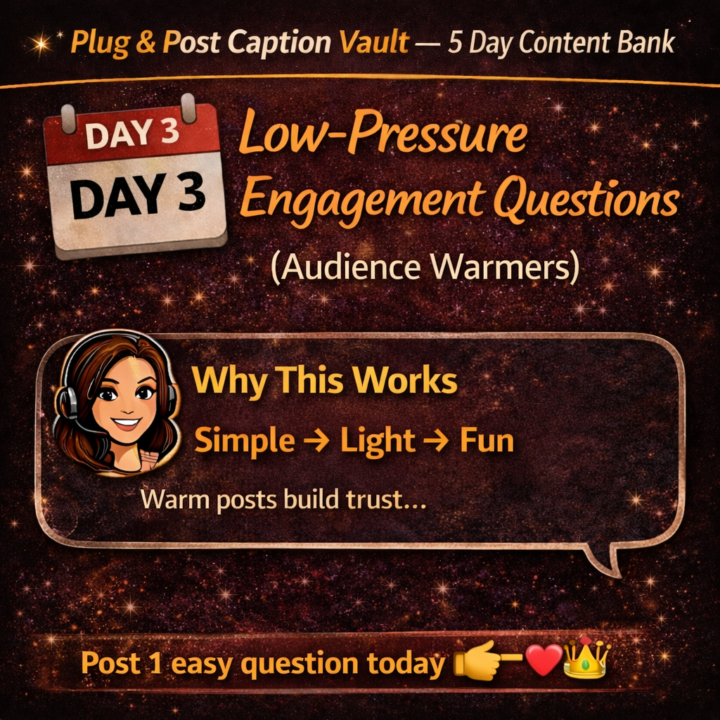 ✨ Plug & Post Caption Vault — 5 Day Content Bank
