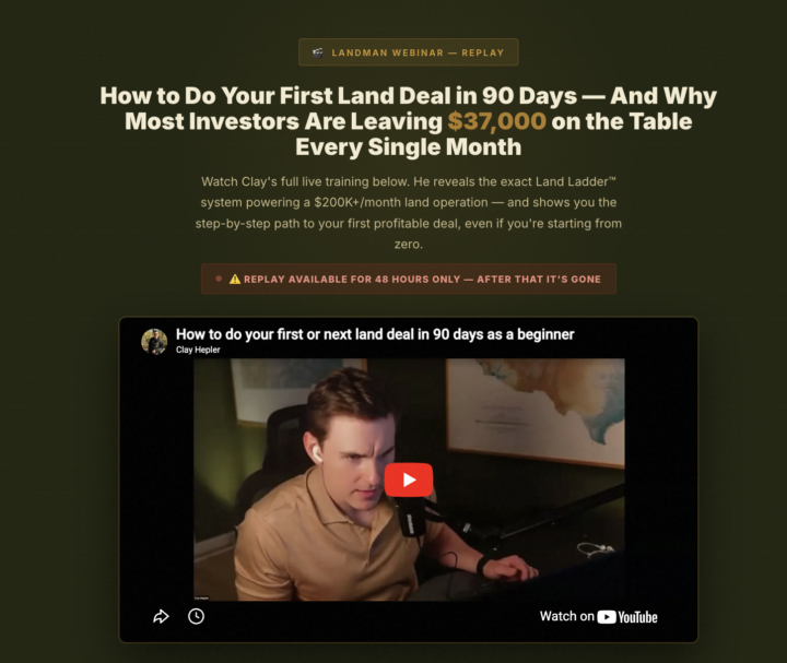 [Watch the Replay] How to do your first or next land deal in 90 days (Gone in 48 hours)