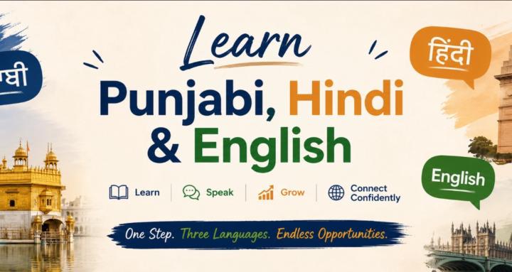 Learn Punjabi, Hindi & English
