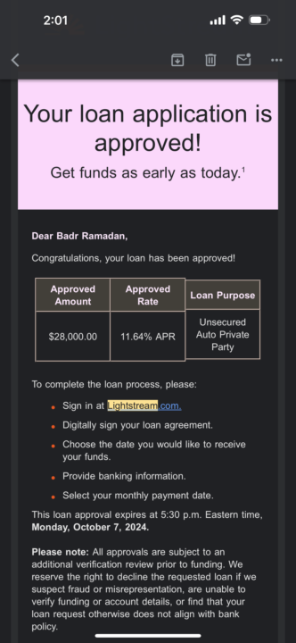 Approved for 28K !!!!