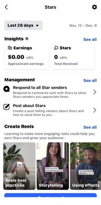 Stars Monetization on FB
