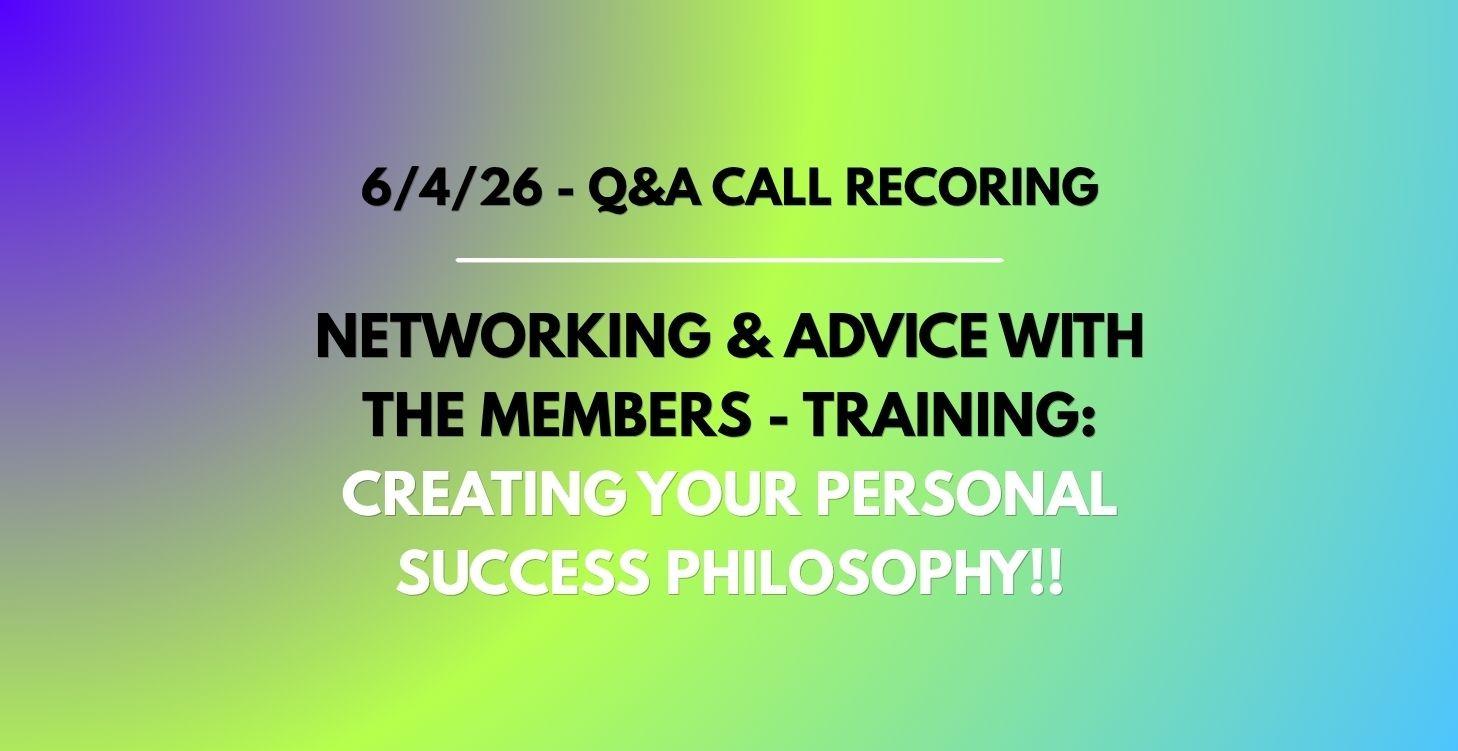 MJ's 6/4/26 Q&A Recording & Training