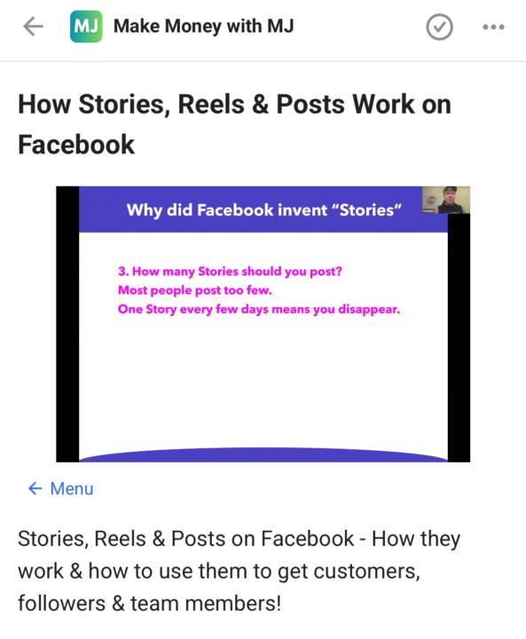 ✅❤️🔥IMPORTANT DEVELOPMENT! - Last night's STELLAR Training is "LIVE" in the Classroom - "Stories, Reels & Posts" - Members are already using their new skills!