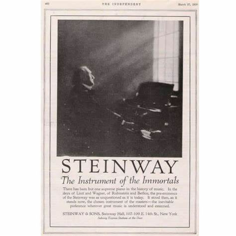 Powerful Positioning Linked to Legacy, Status, and Cultural Authority; Steinway 