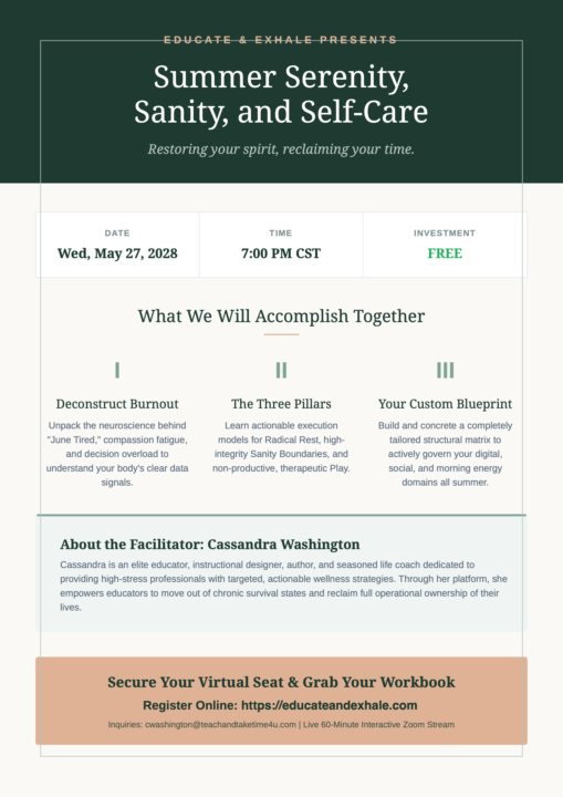 Summer Serenity, Sanity, & Self-Care Virtual Wellness Workshop
