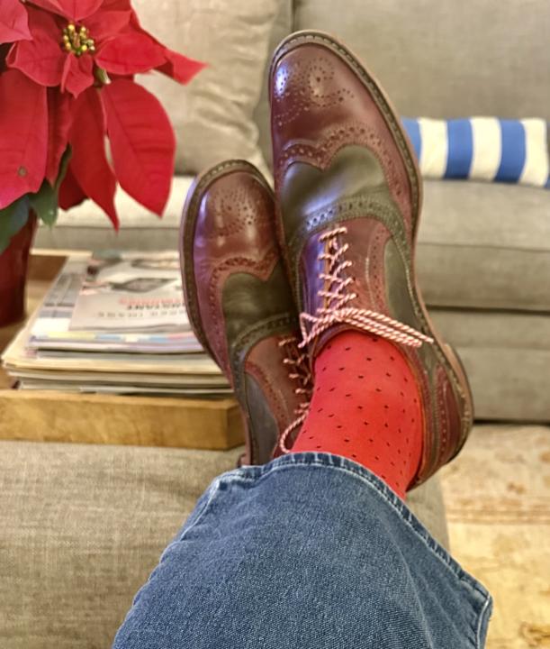 Holiday themed footwear. 