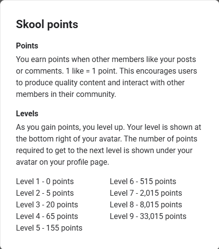 Earning Points and Getting Off Level One (Post from Scott)