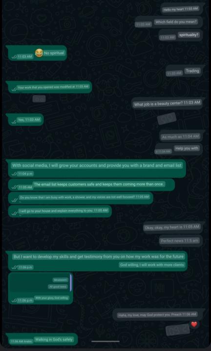 My relatives have a businesse and I offered my service...