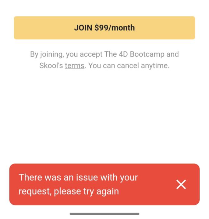Unable to join 4d Bootcamp
