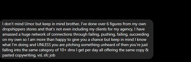 i asked him 'do i have your permission to send you over a free sample of my work