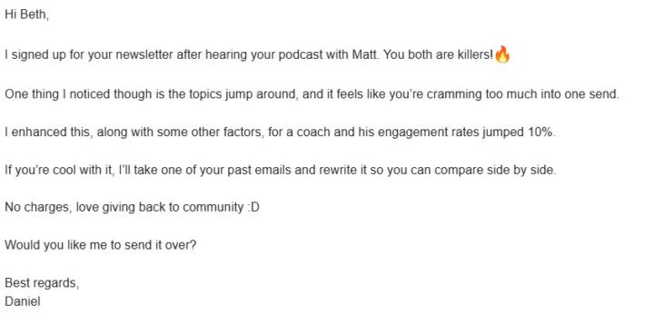 Rate my Cold Outreach Email