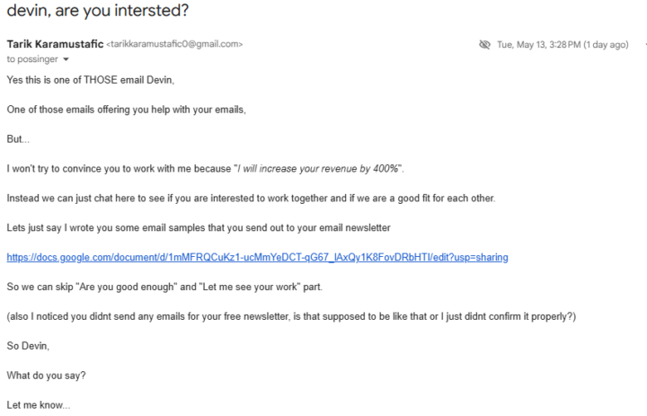 I need outreach review...