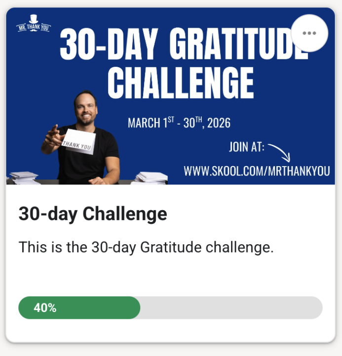 30-day challenge is UP. See Classroom