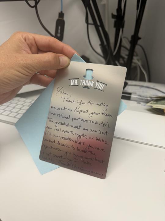 Metal Thank You card