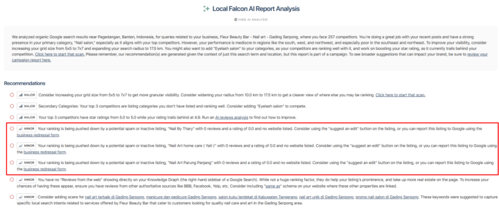 How to Fix Local Pack Rankings Being 'Pushed Down' in Local Falcon Report?