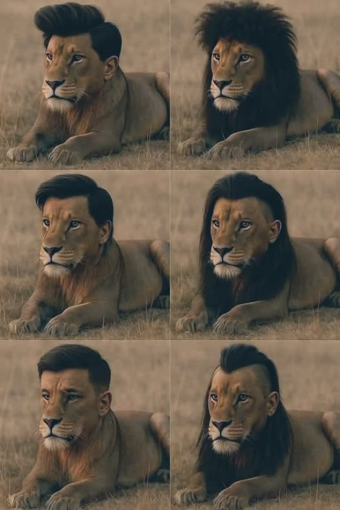 The King of the jungle rocking a few hairstyles