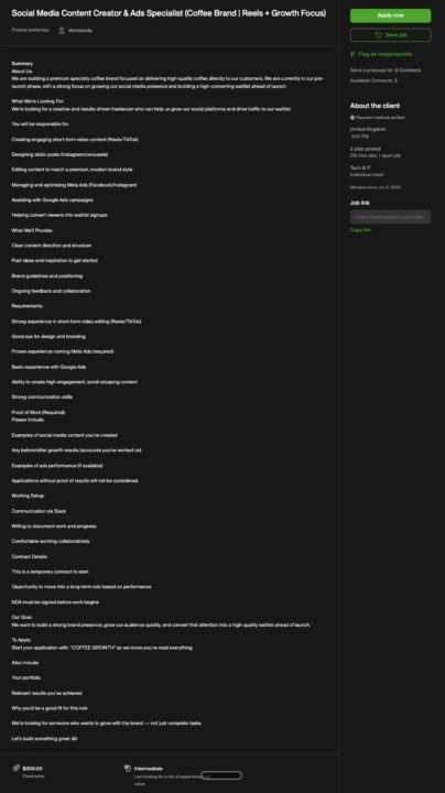 Here's a job post I found interesting