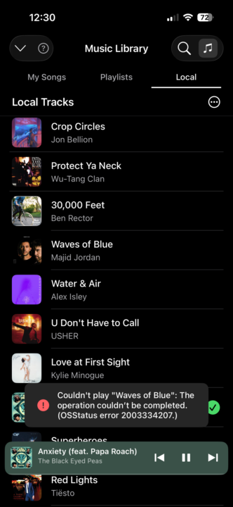 Won’t play certain songs