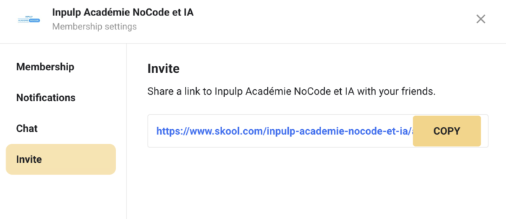 Inviter votre réseau à nous rejoindre