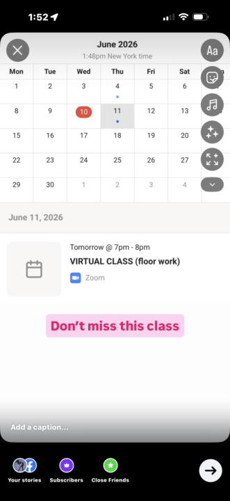 🍑 Hey chicas! Reminder para nuestra clase virtual de hoy 🍑