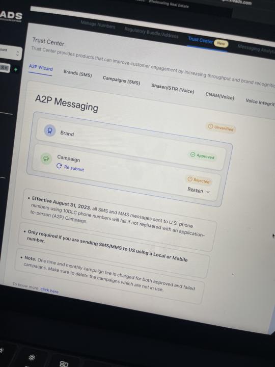 A2P keeps getting rejected 