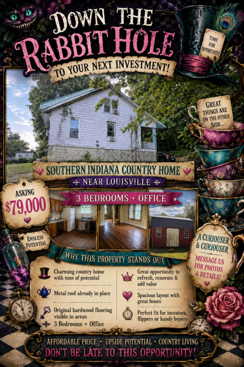 Southern Indiana / Louisville-Area Investor Deal | 1 Acre Country Home + 3BR/Office + Metal Roof | $79K OBO