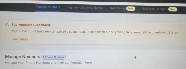Sub Account suspended 