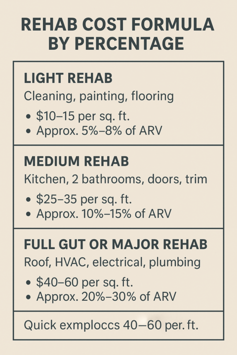 How to guestimate Rehab Cost by Percentage (Based on Square Footage)