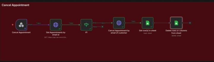 How to delete the Google Sheets row after booking cancellation?