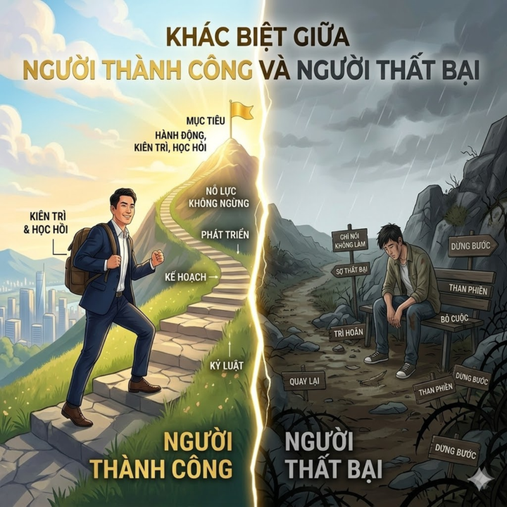 KHÁC BIỆT GIỮA NGƯỜI THÀNH CÔNG VÀ NGƯỜI THẤT BẠI