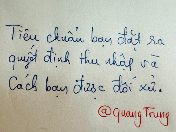 Tiêu chuẩn bạn đặt ra quyết định thu nhập và cách bạn được đối xử.