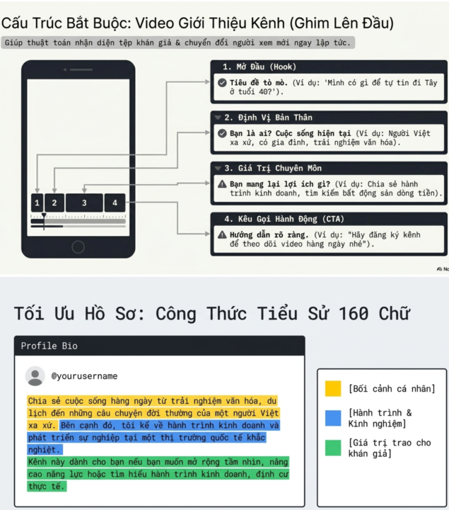 Một video giới thiệu và Một Bio là nấc thang đầu tiên cho Kênh triệu view