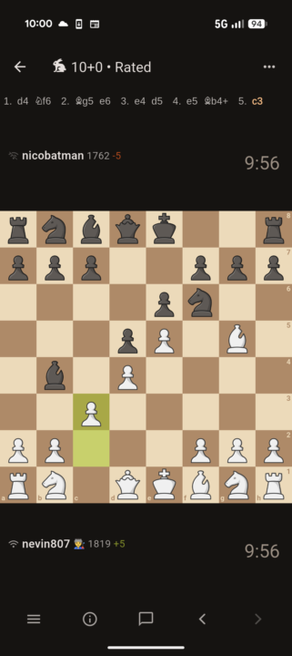 4 second trompowsky win in rapid 