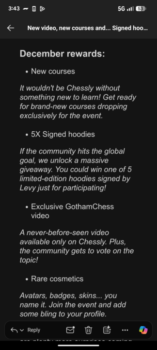 New chessly December perks