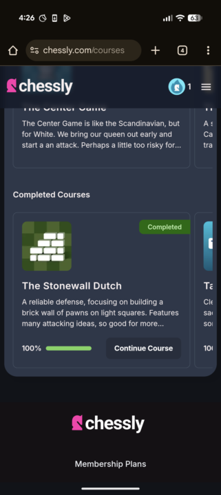 Completed chessly Stonewall dutch