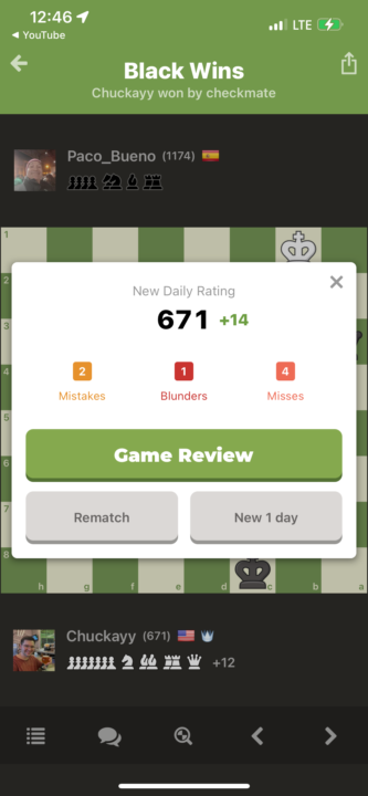 I’m 600+ and beat a 1100+ rating player