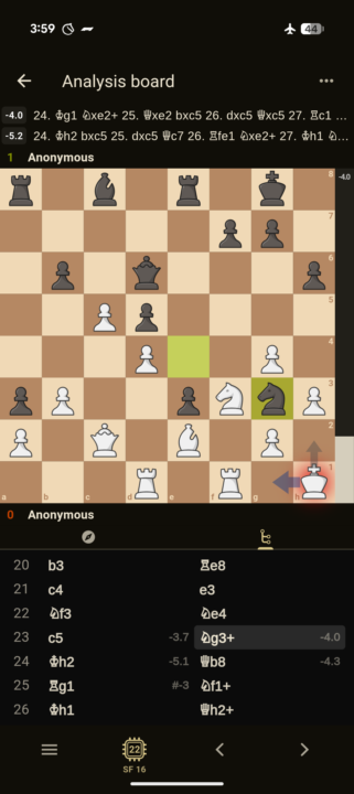 Stockfish massacred me on the plane