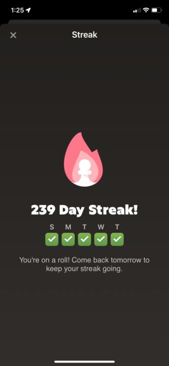 Daily streak on chess.com
