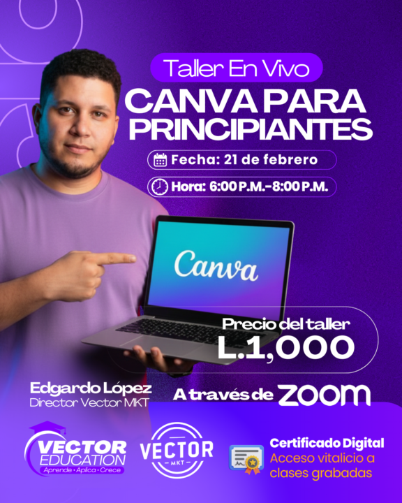 Hoy a las 6pm tendremos nuestro taller de CANVA ONLINE