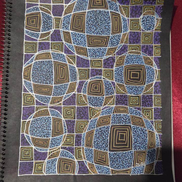 Bubbles on checker pattern 